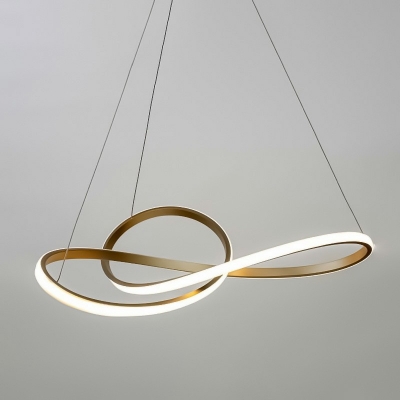 Modern Gold Chandelier Clover Shape Pendant Simple Line Design for Living Room