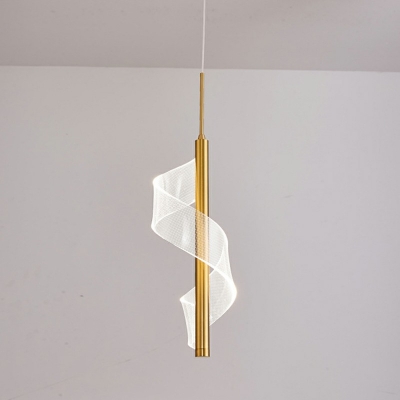 Postmodern Geometry Shade Pendant Unique Shape Clear Acrylic Suspension Lighting for Living Room in Gold