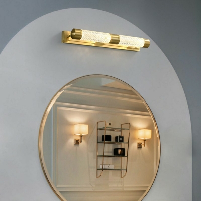 Prismatic Glass Shade Mirror Front Lamp Modern Brass Backplate LED Wall Lamp