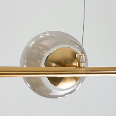 Simplicity Pendant Metal Ceiling Mount Smoke Glass Globe Shade Island Light for Restaurant