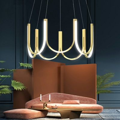 Twisting Metal Pendant Lamp in Simplicity LED 16 Inchs Height Ceiling Chandelier Light with Arcylic Shade