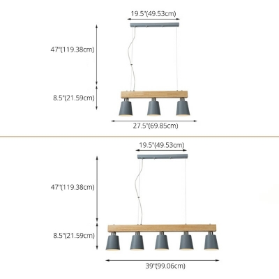 Barrel Island Pendant Light Macaron Metallic 8.5 Inchs Height Dining Room Pendulum Lamp