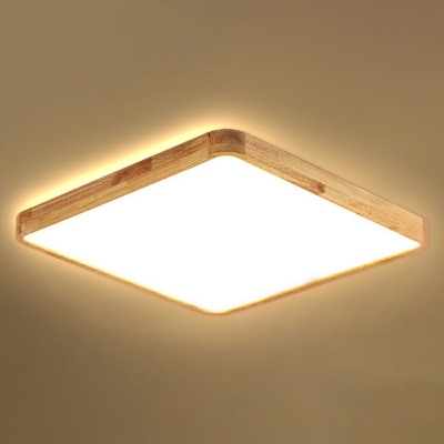 Beige LED Flush Mount Light Asian Style Acrylic 3 Inchs Height Ceiling Lamp for Bedroom