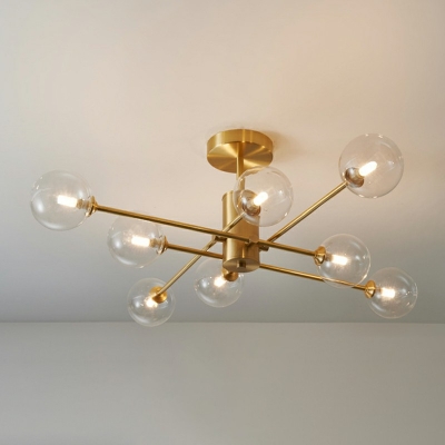 Bubble Chandelier Lighting Vintage Globe Glass Hanging Pendant Light with Brass Arm for Living Room