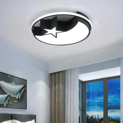Contemporary Style Geometric  Shape Ceiling Lighting Black Acrylic Bedroom LED Ceiling Mounted Fixture