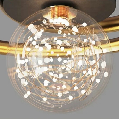 Gold Round Ceiling Mounted Light LED Modern Metal Restaurant Flush Mount Ceiling Light