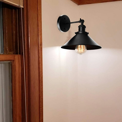 Industrial Style Mirror Front Lamp Metal Black Shade Cone Wall Lamp