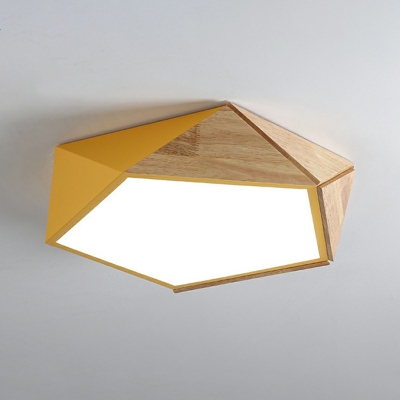 Minimalist LED Flush Mount Fixture Metal Splicing Hexagon  Ceiling Lighting with Acrylic Shade