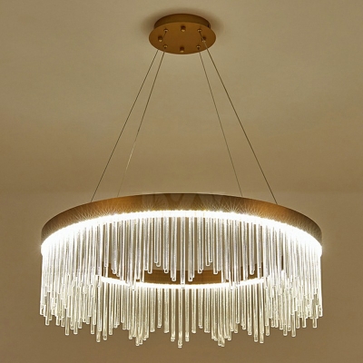 Modern Living Room Crystal Gold 1 /2/3 Tiers Chandelier Round Shape with Crystal Draping