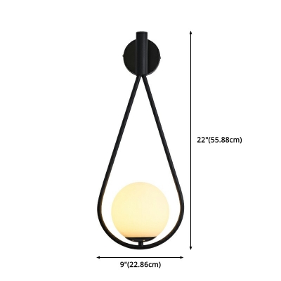 Nordic Glass LED Drop-Shaped Single Head Wall Light with Glass Lampshade Bedroom Wall Lamps