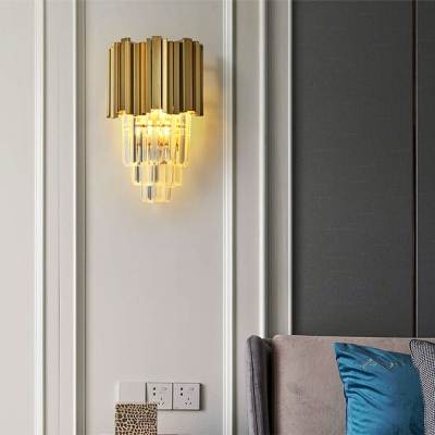 Nordic Minimalist Crystal Living Room Wall Lamp 2 Lights Wall Mounted Lamp in Gold