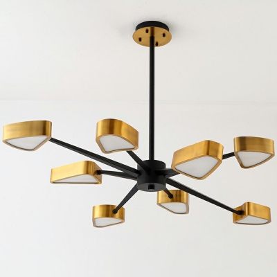 Post-Modern Metal Hanging Penant Light Triangular Ceiling Chandelier in Gold for Living Room