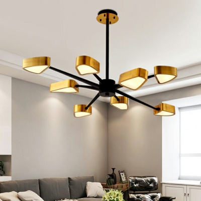 Post-Modern Metal Hanging Penant Light Triangular Ceiling Chandelier in Gold for Living Room