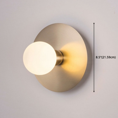 Postmodern Wall Mount Light Single Light 8.5 Inchs Wide Round Disc Metal Sconce Light for Bedroom in Gold