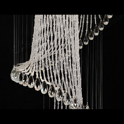 Romantic Modern Spiral Ceiling Lighting Crystal Draping Flushmount in Silver