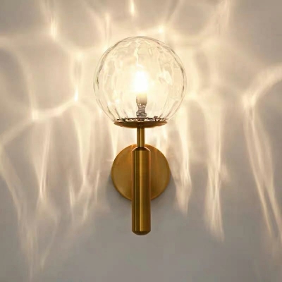 Spherical Wall Lamp Minimalist 12.5 Inchs Height Glass Wall Sconce Lighting for Bedroom