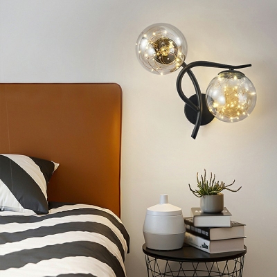 Star Wall Lamp Nordic Warm Light Ambient Lighting Sconce Light for Bedside with Ball Glass Shade