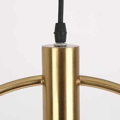 White Glass Ball Shade Suspension Lamp Golden Ring 1 Bulb Bedroom Lighting Fixture for Bedroom