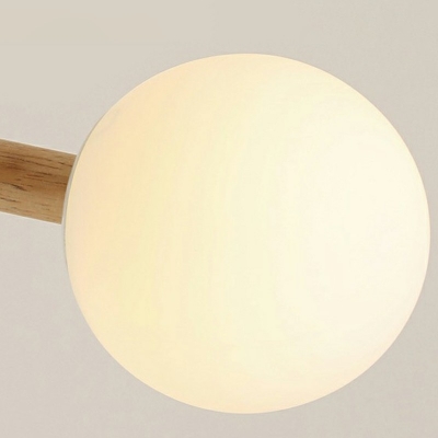 Wooden Chandelier Post Modern Glass Sphere LED Chandeliers Branch Pendant Lighting