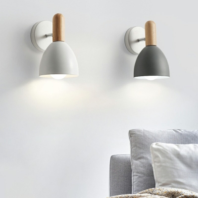 1 Light Dome Wall Light Simple Style Metal Rotatable 8 Inchs Height Sconce Light with Macaron Color for Bedroom