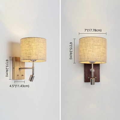 Barrel Fabric Wall Mount Lamp Minimalist 1 Head 11 Inchs Height Wall Sconce Lighting for Bedroom