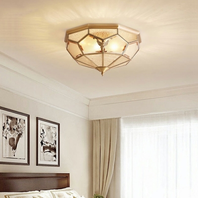 Colonial Style Brass Flush Mount Ceiling Light Fixture Glass Dome Ceiling Lighting for Kitchen