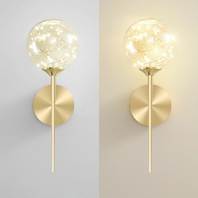 Creative Decoration Wall Light 6 Inchs Wide Up Light Star Wall Sconce with Pure Glass Ball Shade in Gold