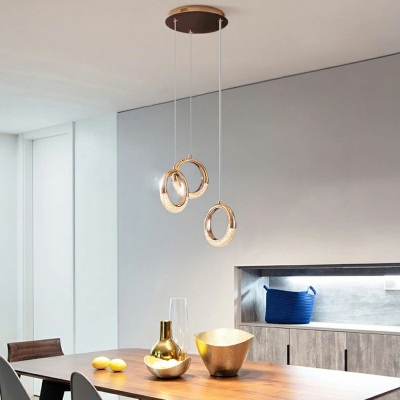 Decoration Pendant Postmodern Bedroom Gold Arcylic Ring LED Hanging Lamp