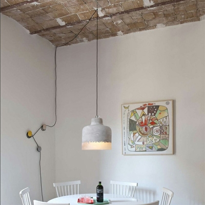 Geometric Shape Open Kitchen Ceiling Pendant Cement 1 Light Modern Suspended Lighting Fixture in Grey