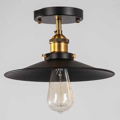 Industrial Style Ceiling Lamp 1 Light Black Wrought Iron Lighting Fixture for Living Room
