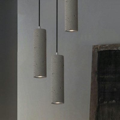 Linear Modern Living Room Cement Pendant Detail 1-Head 3 Inchs Wide Hanging Lamp