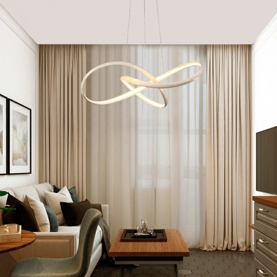 Modern Style LED Hanging Lamp Linear Acrylic Chandelier Light with 39.5 Inchs Height Adjustable Cord for Bedroom