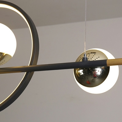 Morden Island Lighting Ring and Globe Shaped Minimalist Arcylci LED Hanging Light for Dining Room