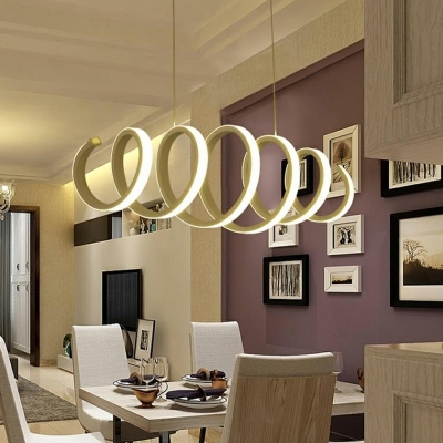 Octopus Shaped Restaurant LED Hanging Chandelier Metal Artistic Pendant Light Fixture in White