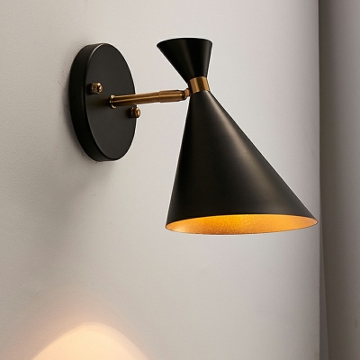 Single Light Postmodern Wall Light Sconce Indoor 13 Inchs Wide Black Luxury Decoration Wall Mount Light with Metal Shade