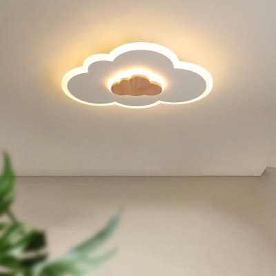 White Cloud LED Flush Mount Light Minimalist Romantic Acrylic Ceiling Lamp 2 Inchs Height for Bedroom
