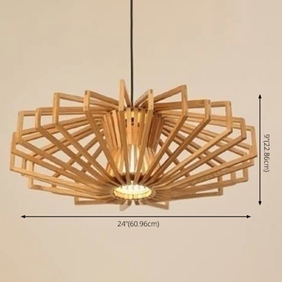 1 Head Cocoon Ceiling Pendant Lamp Contemporary Art Deco Suspended Light in Wood