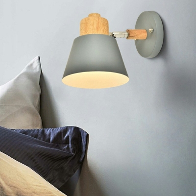 1 Light Barrel Wall Light Simple Style Metal Rotatable 7 Inchs Height Sconce Light with Macaron Color for Bedroom