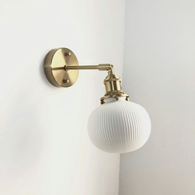 Bedside Wall Lamp Fixture Ceramics 1 Bulb Postmodern LED Wall Sconce with Arm in White