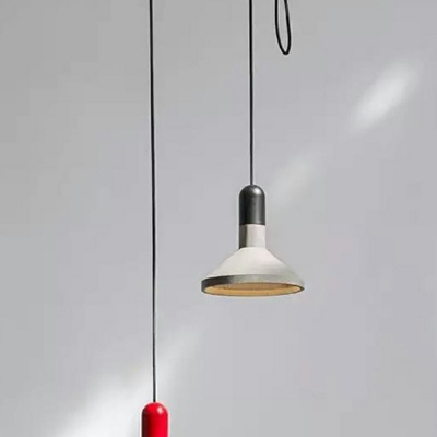 Cement Cone Shade Pendant Modern Living Room Wood Detail 9 Inchs Wide Suspension Lighting