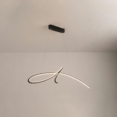 Crossed Acrylic Chandelier Modern Living Room Black Linear LED 37.5 Inchs Wide Suspension Lighting