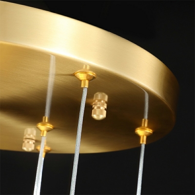 Crystal 10 Lights Pendant Lamp in Post Modern Style Suspension Light Gold in Natural Light for Bedroom