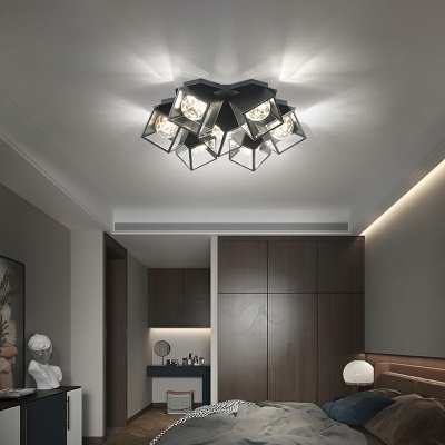 Cube LED Ceiling Lamp Contemporary Metallic Ceiling Mount for Bedroom