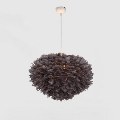 Feather Ball Shade Pendant Nordic Living Room Hanging Lamp with 47 Inchs Height Adjustable Cord