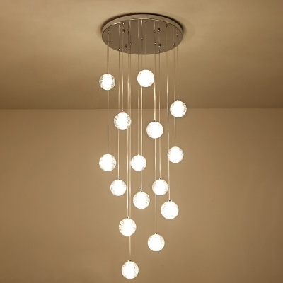 Globe Shaped Clear Crystal Suspension Lamp Simplicity LED 59 Inchs Height Multi Pendant Light Fixture