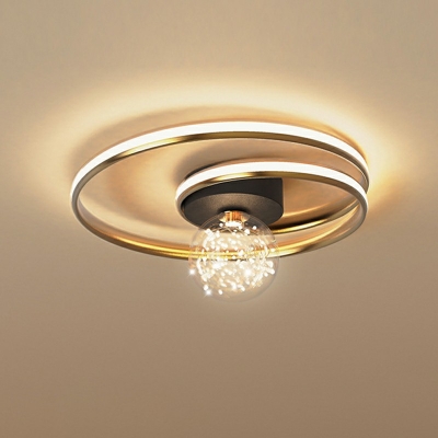 Gold Round Ceiling Mounted Light LED Modern Metal Restaurant Flush Mount Ceiling Light