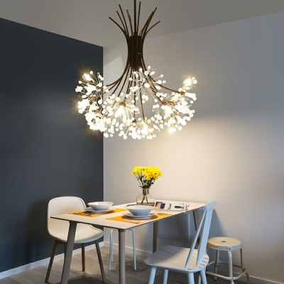 Golden Firework LED Chandelier Post Modern Style Titanium Pendant Lighting for Dining Room