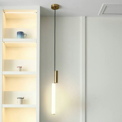 Golden Tube Ceiling Lamp Novelty Modern 1 Inch Wide LED Acrylic Suspension Pendant Light in Natural Light