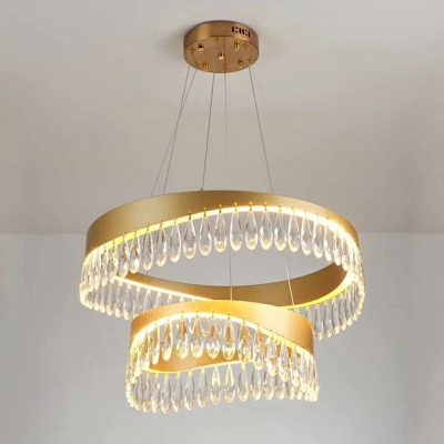 Modern Chandelier Lighting Crystal Glass Drop Shaped Pendant Hanging Lights for Dining Room