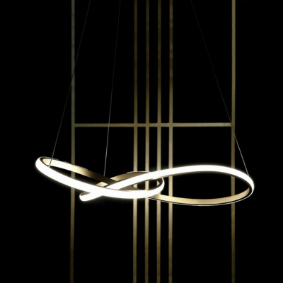 Modern Gold Chandelier Clover Shape Pendant Simple Line Design for Living Room